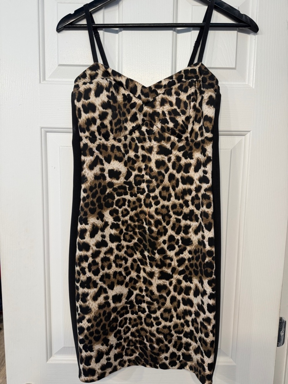 Monteau Leopard Print Bodycon Dress in Black and Brown